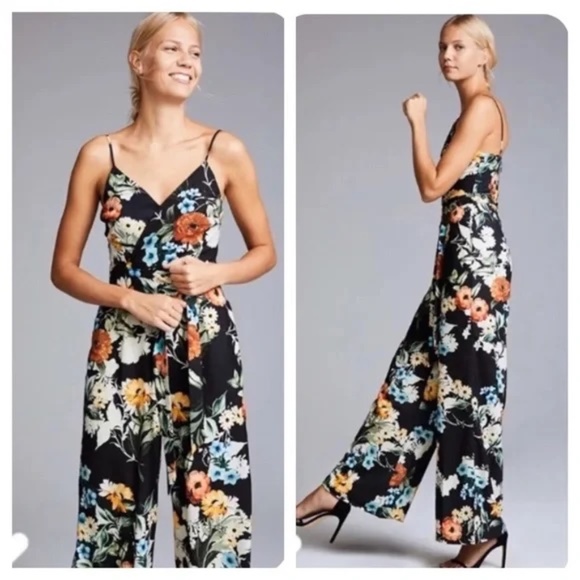 Anthropologie Pants - Anthropologie Yumi Kim Black Floral Pant Romper Jumpsuit S